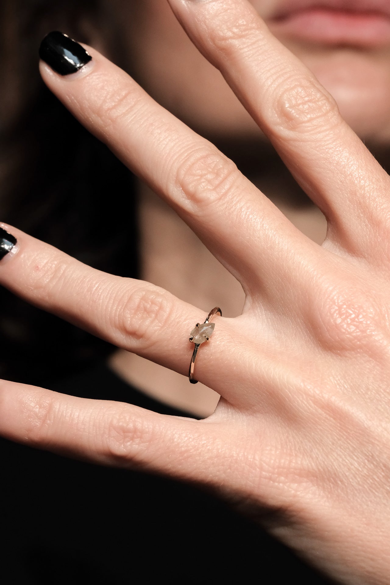 YELLOW/GREY PEAR SOLITAIRE